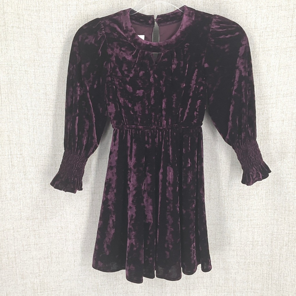 Bonnie Jean Dress Kids Girls 8 Purple Crushed Velvet Long Sleeve Holiday Party